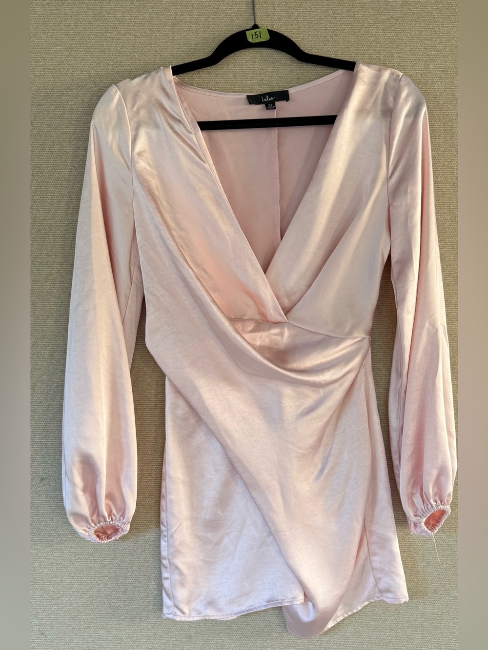 Lulu's Light Blush Satin Wrap-Front Tunic
